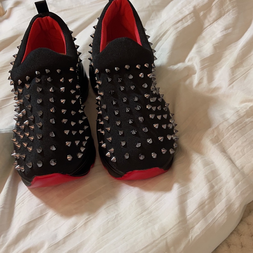 Black stud slip on sneaker